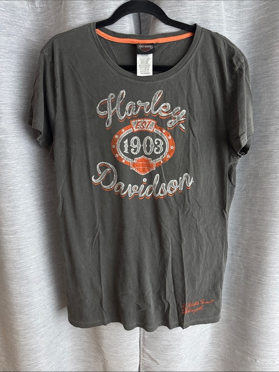 Harley-Davidson Tops - Harley-Davidson Gray Short Sleeve Tee with Orange Accents
